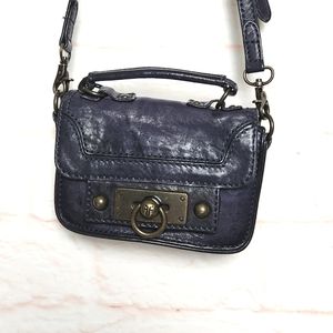 FRYE micro mini bag crossbody plum indigo blue leather stadium concert size